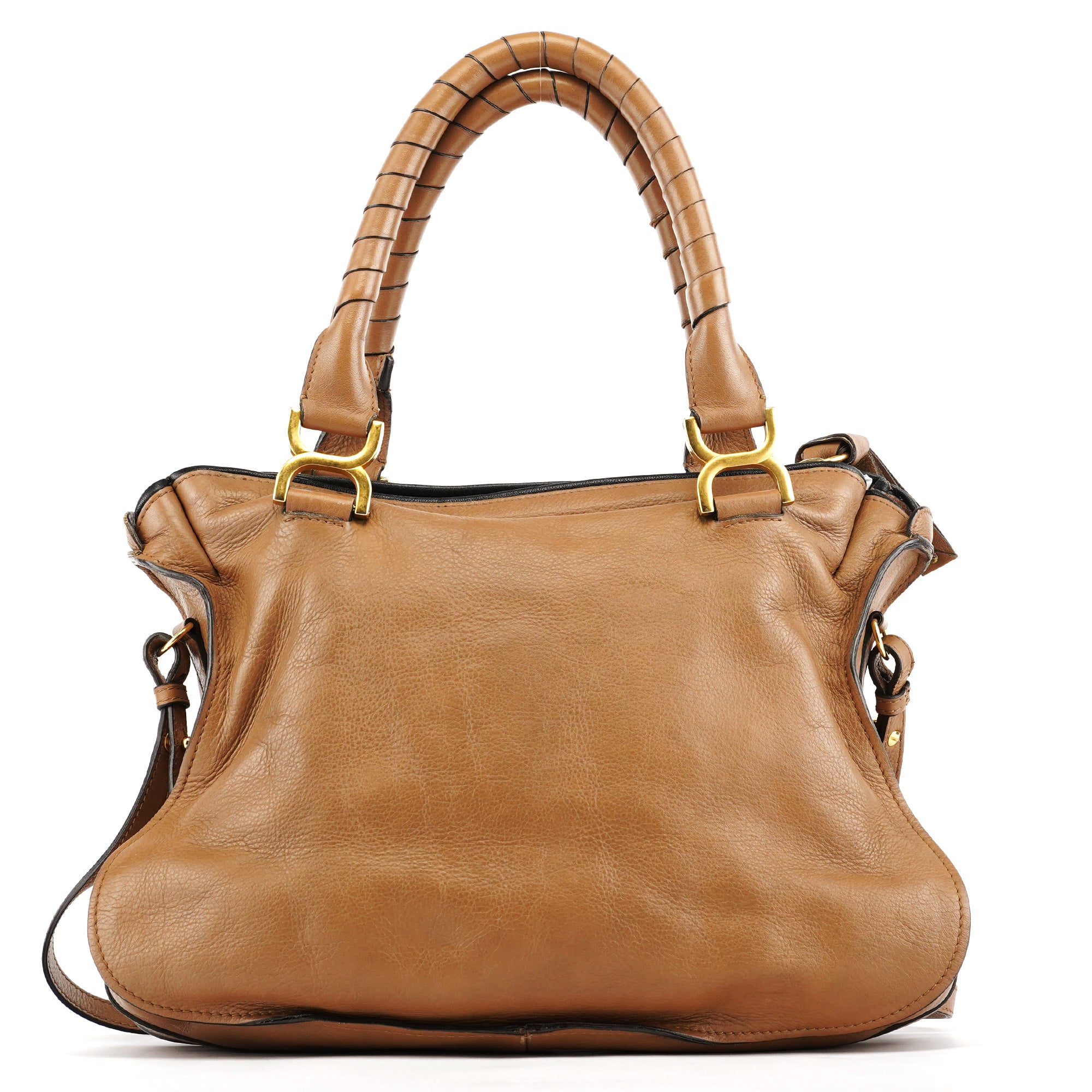 Light Brown Leather Marcie Intrecciato Shoulder Bag