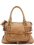 Light Brown Leather Marcie Intrecciato Shoulder Bag