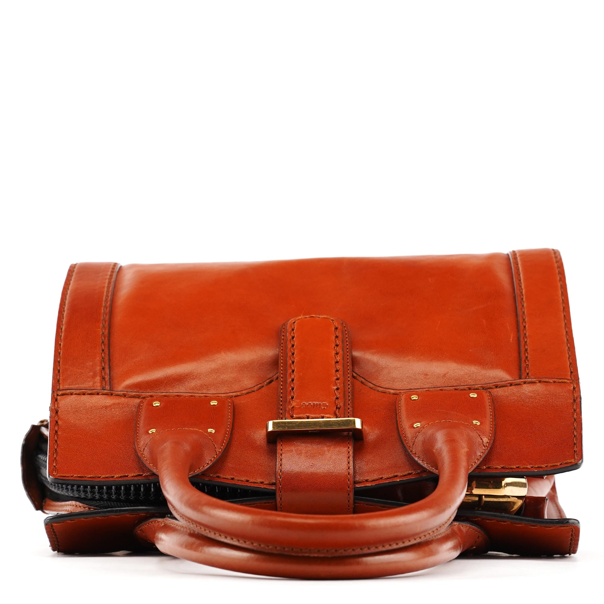 Light Brown Leather Oversized Zipper Bag