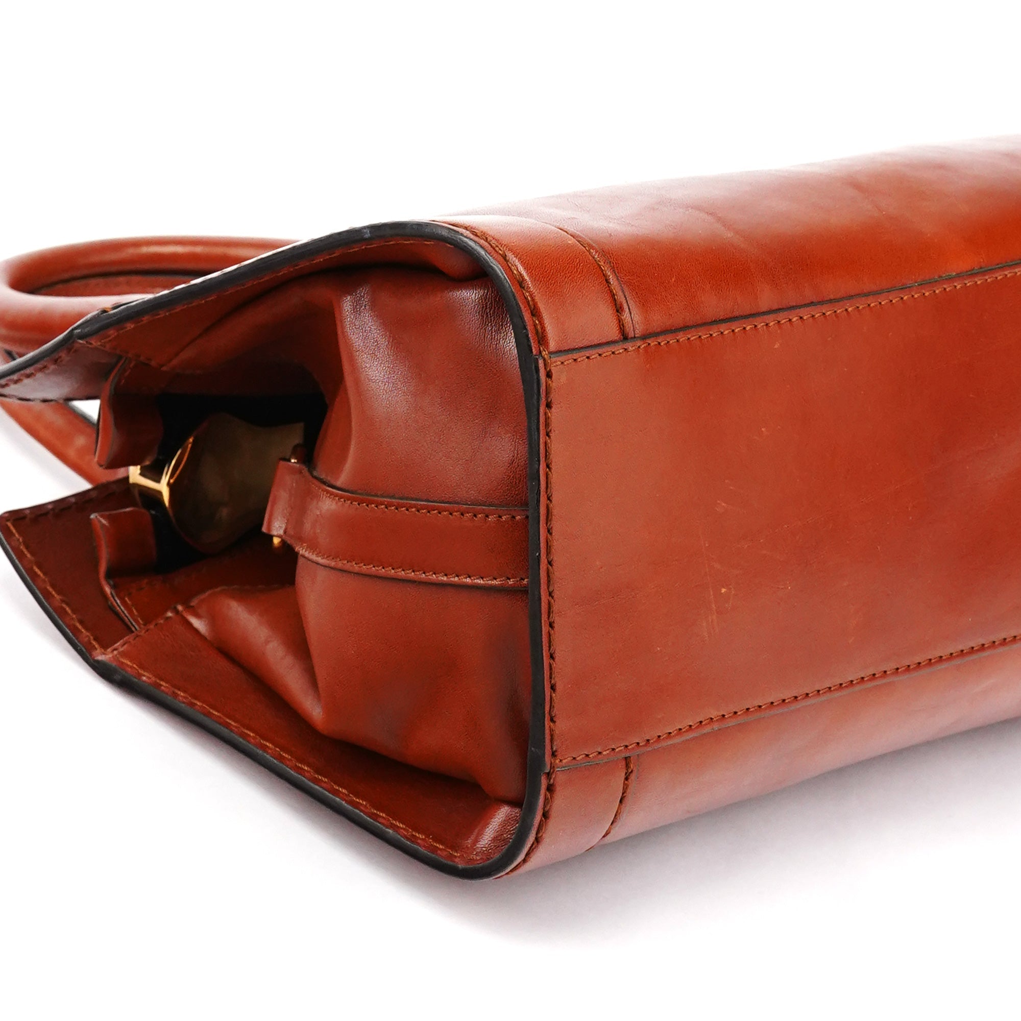 Light Brown Leather Oversized Zipper Bag