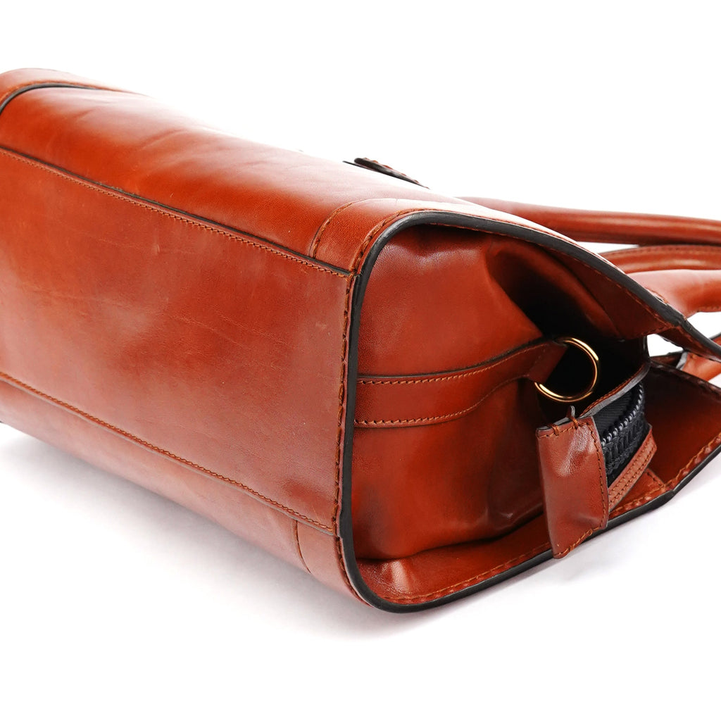 Light Brown Leather Oversized Zipper Bag