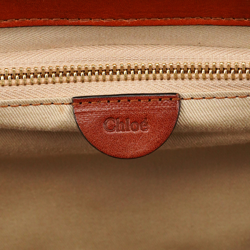Light Brown Leather Oversized Zipper Bag