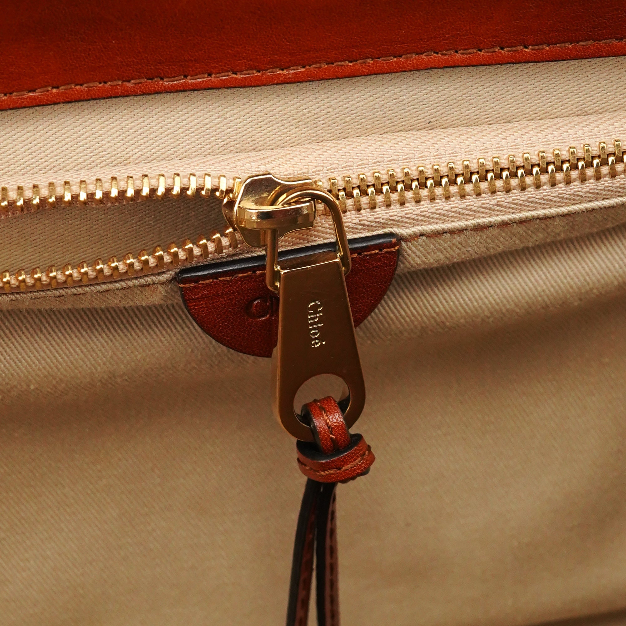 Light Brown Leather Oversized Zipper Bag