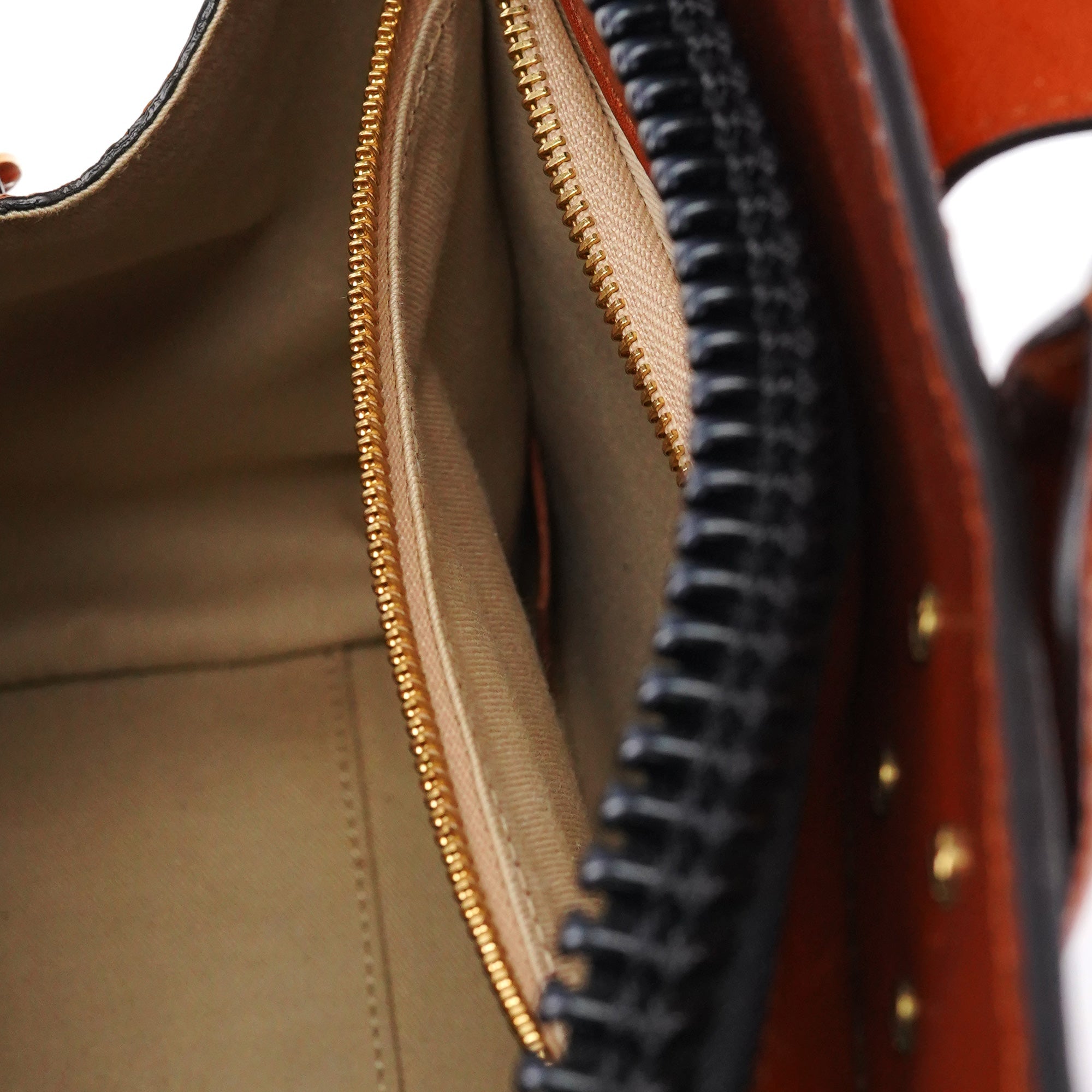 Light Brown Leather Oversized Zipper Bag