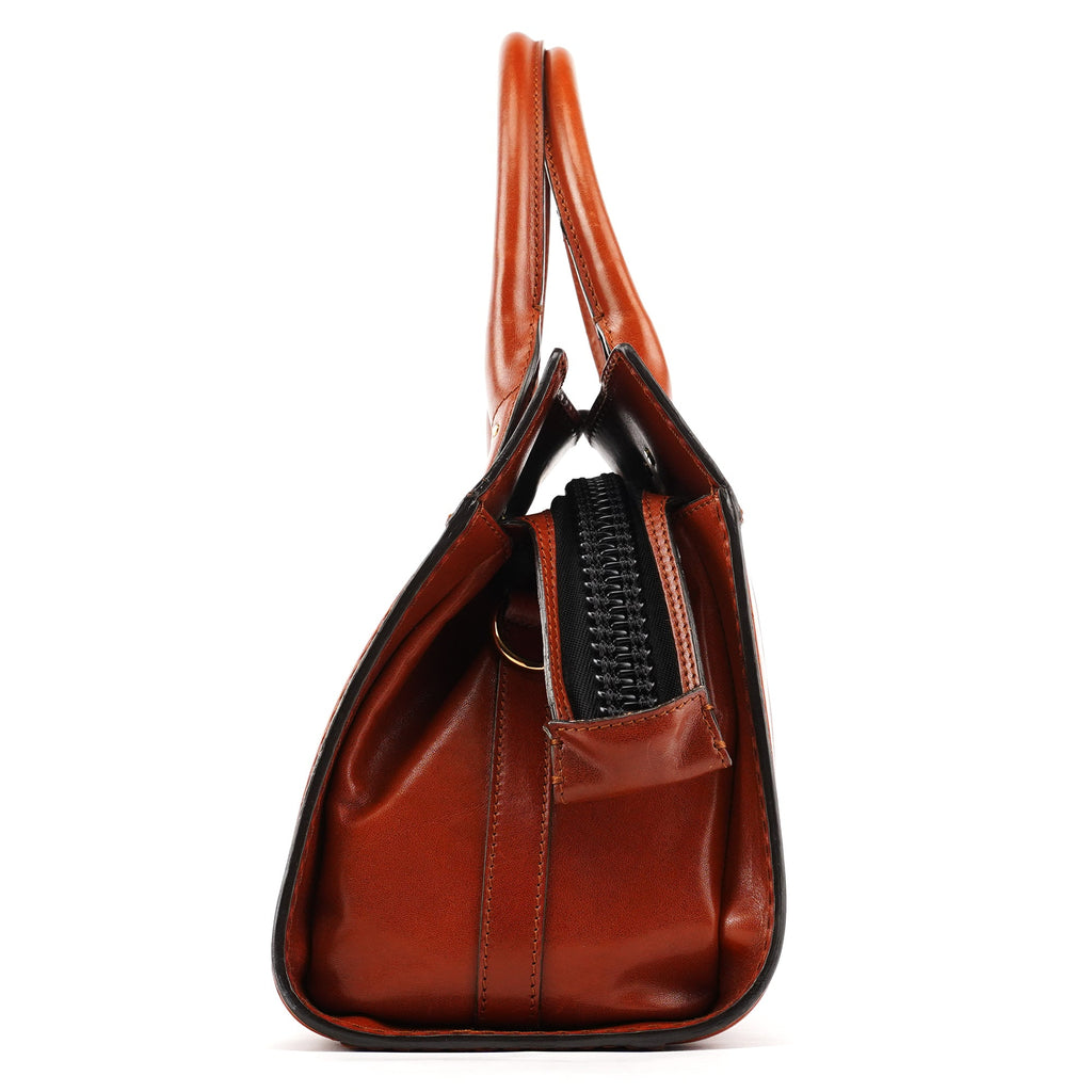 Light Brown Leather Oversized Zipper Bag