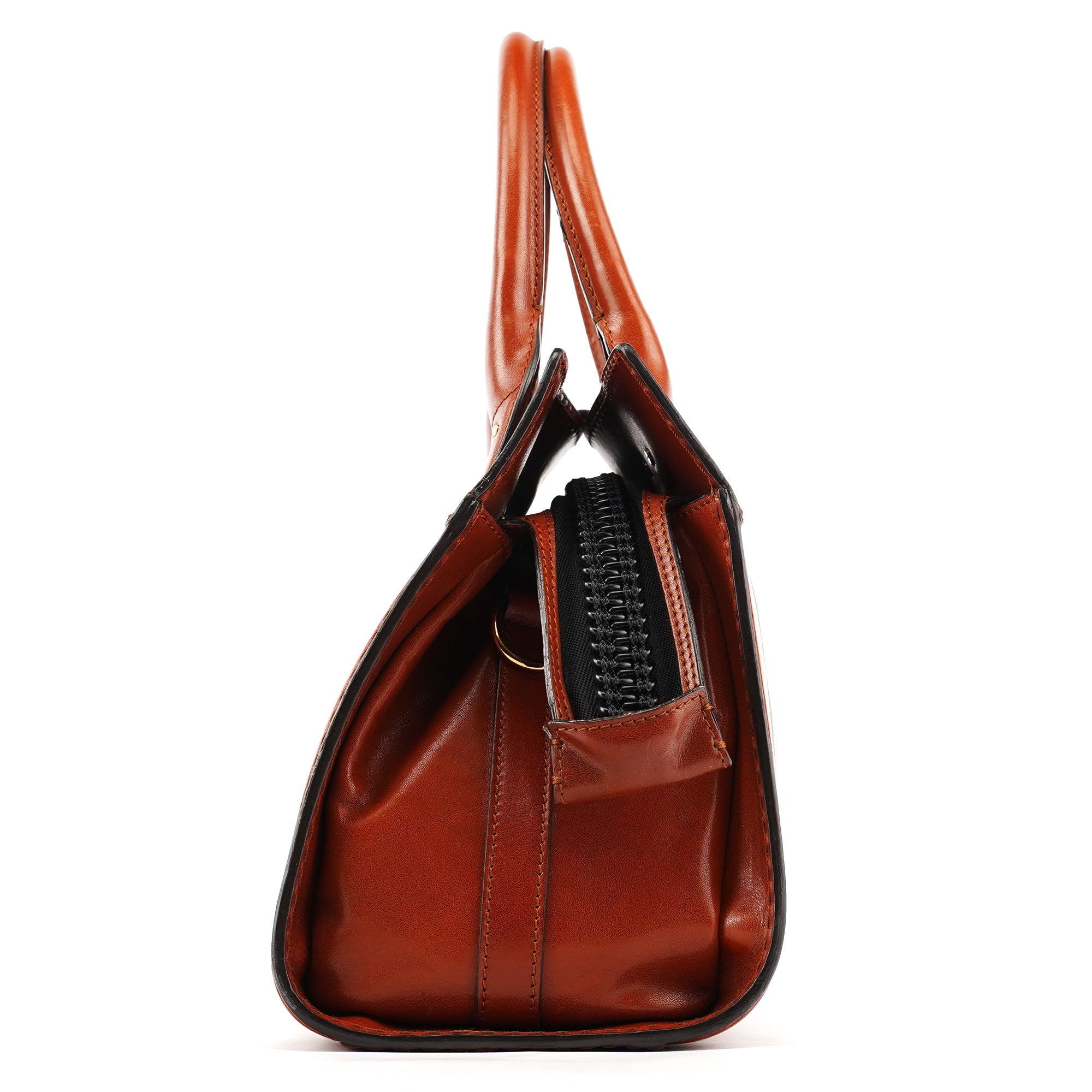 Light Brown Leather Oversized Zipper Bag