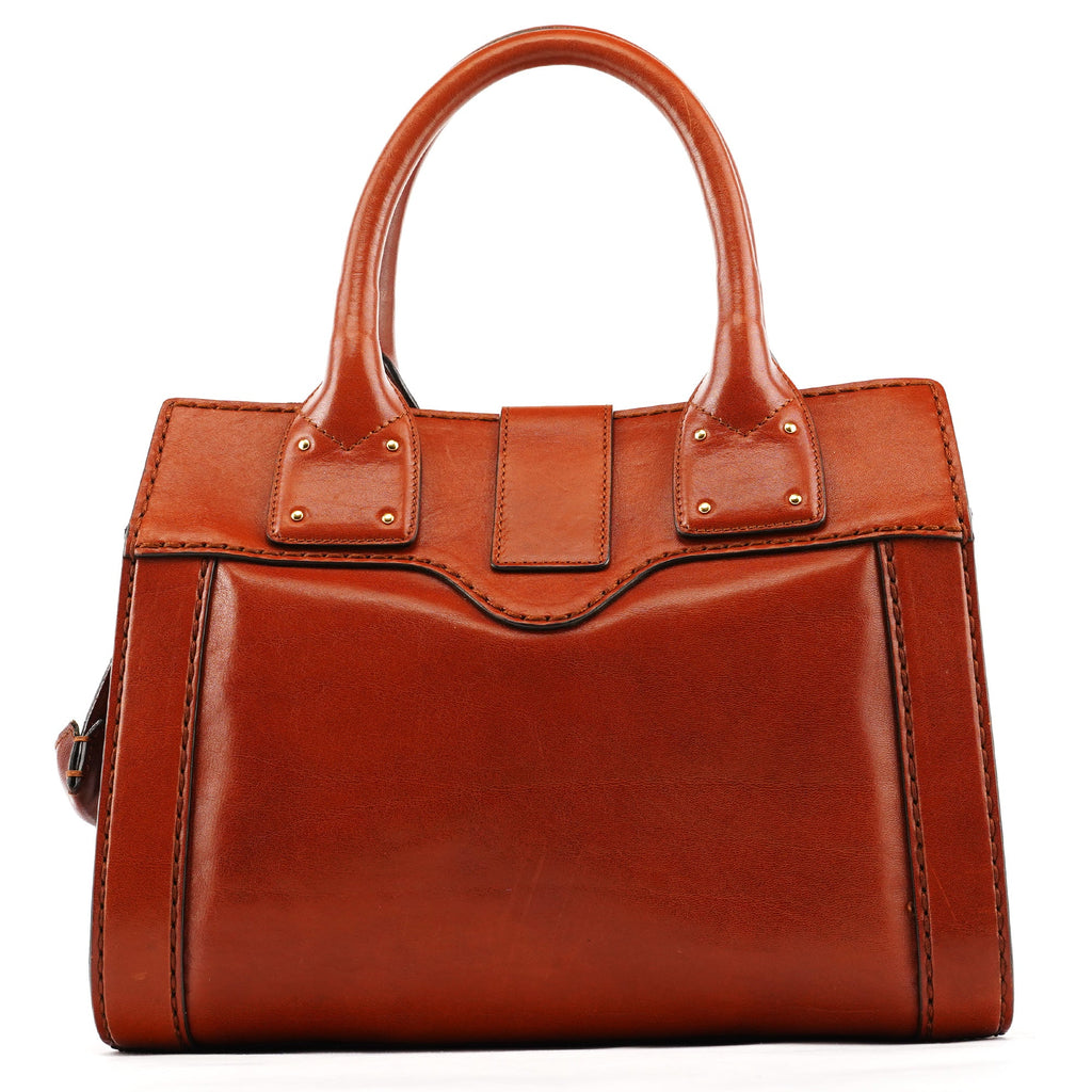 Light Brown Leather Oversized Zipper Bag