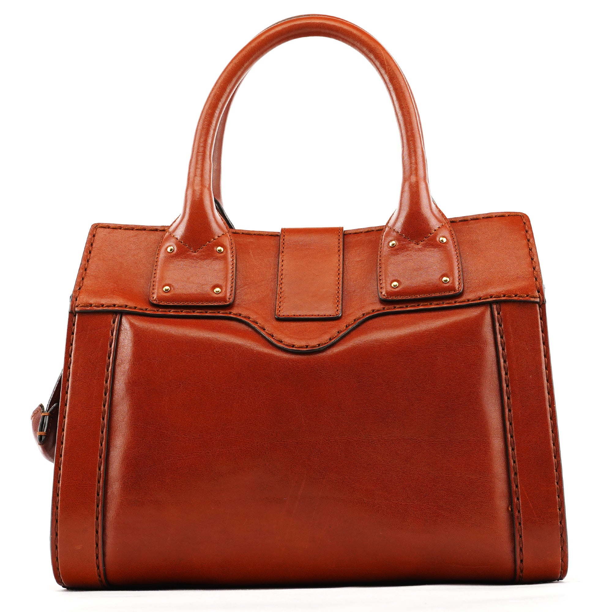 Light Brown Leather Oversized Zipper Bag