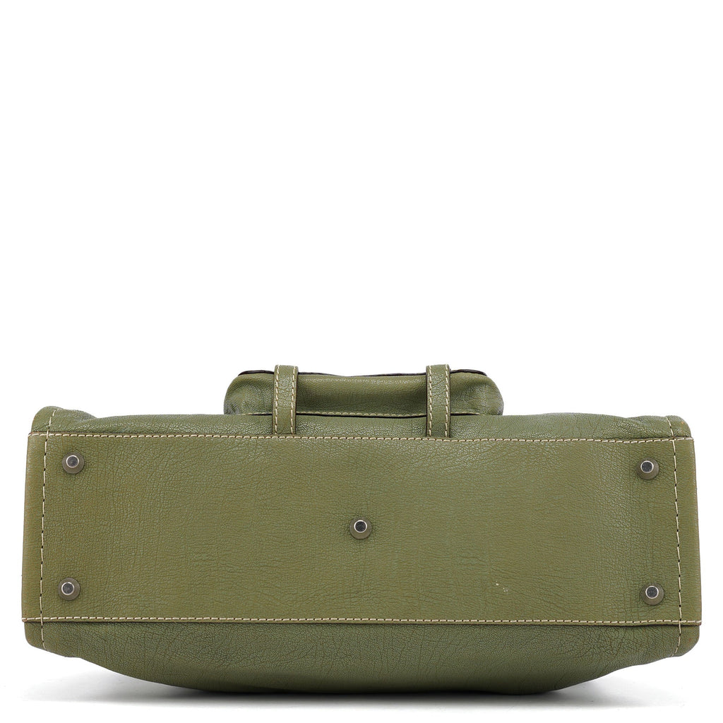 Light Green Leather Edith 2-Way Tote Bag
