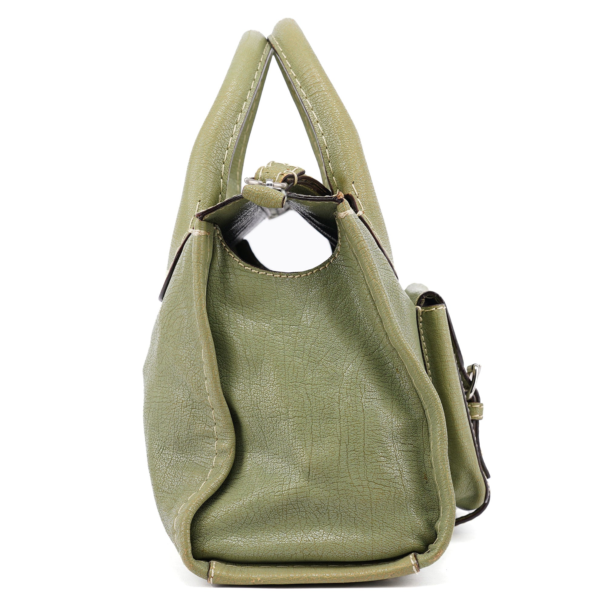 Light Green Leather Edith 2-Way Tote Bag
