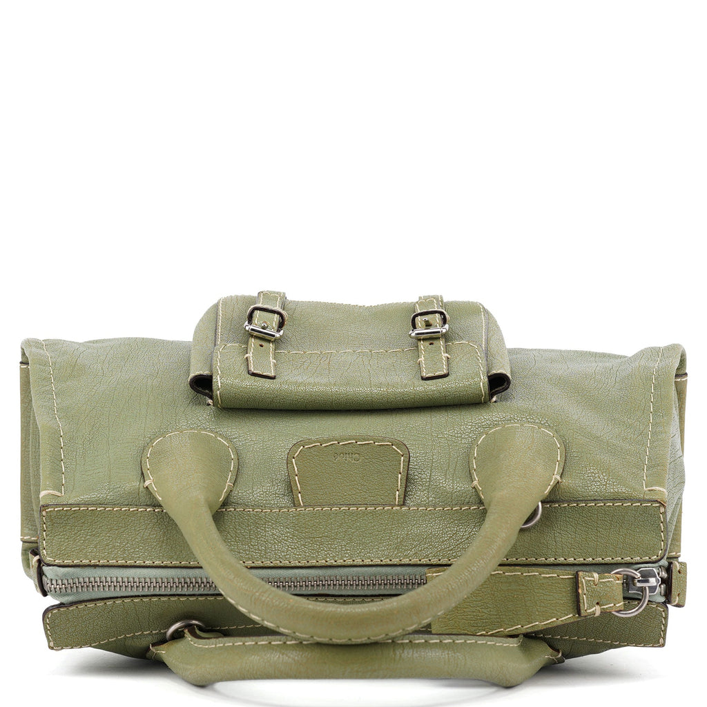 Light Green Leather Edith 2-Way Tote Bag