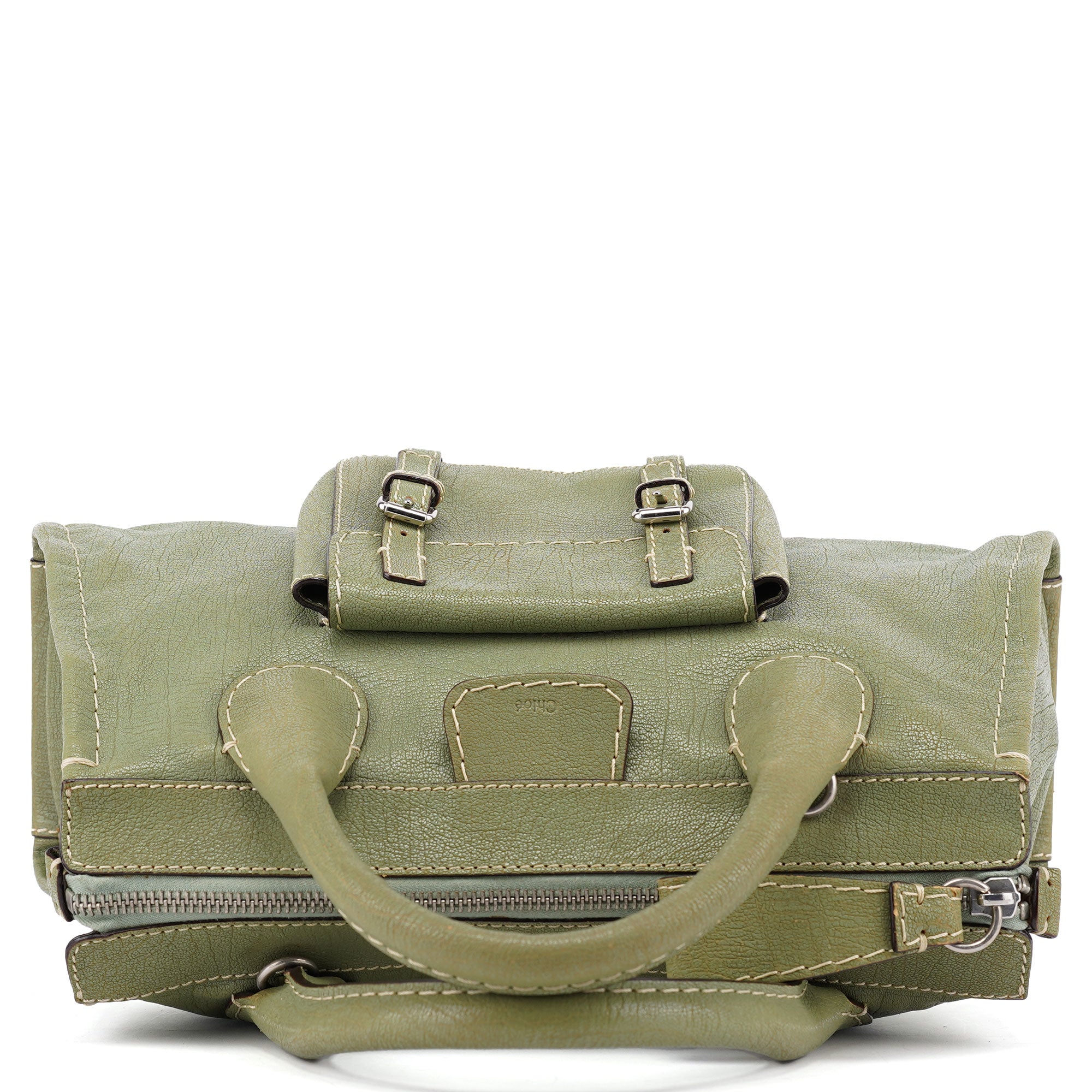 Light Green Leather Edith 2-Way Tote Bag