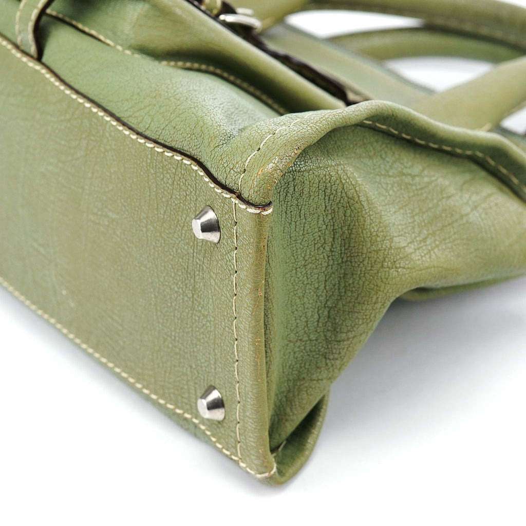 Light Green Leather Edith 2-Way Tote Bag