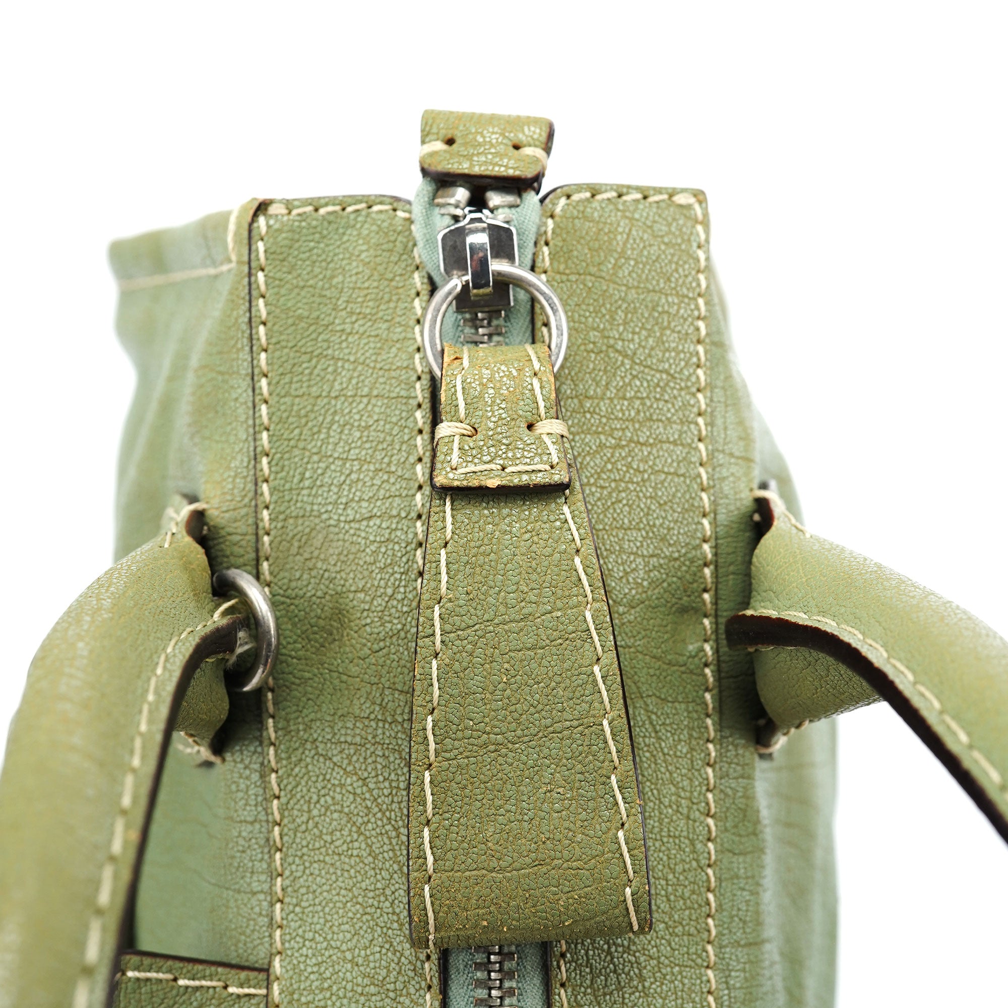 Light Green Leather Edith 2-Way Tote Bag