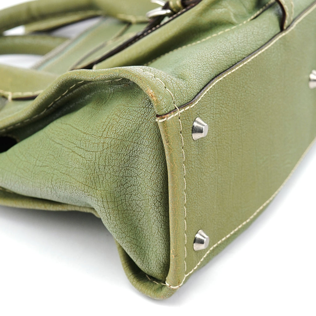 Light Green Leather Edith 2-Way Tote Bag