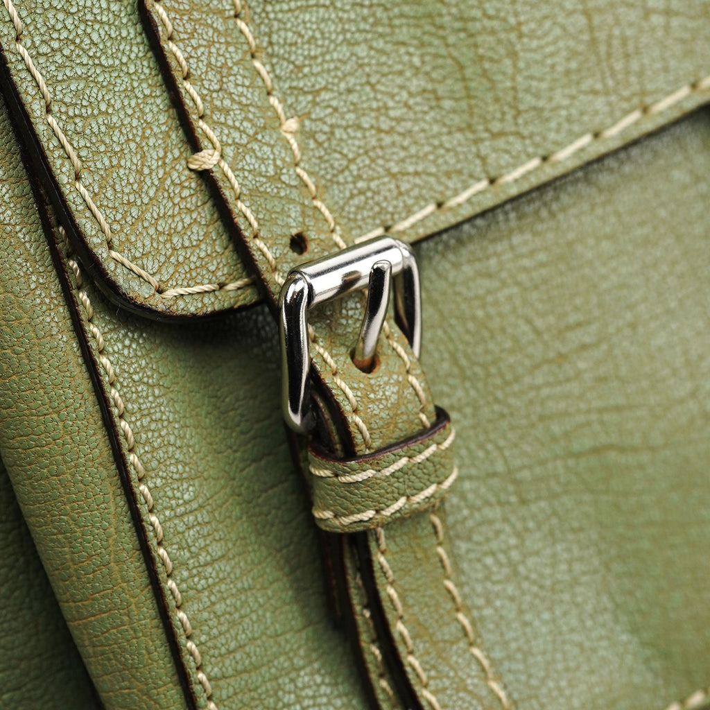 Light Green Leather Edith 2-Way Tote Bag