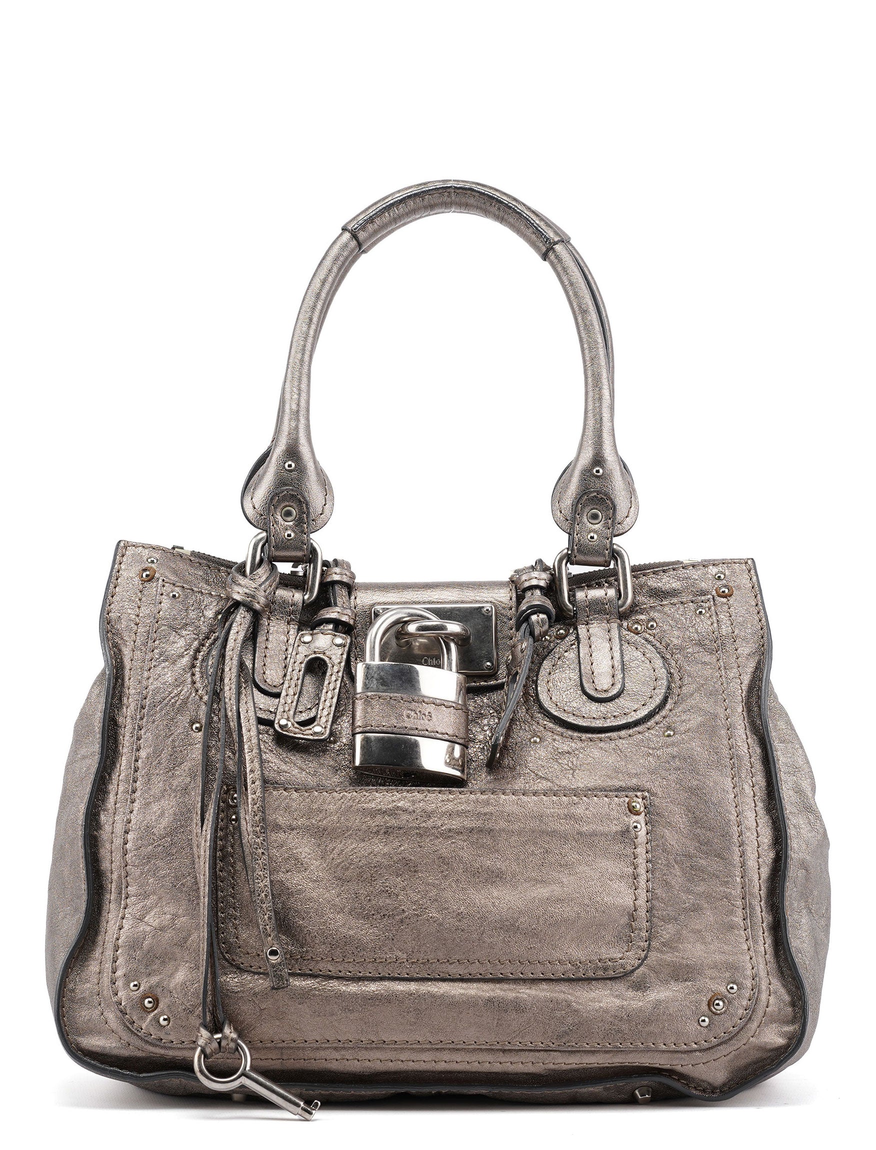 Metallic Leather Paddington Tote Bag