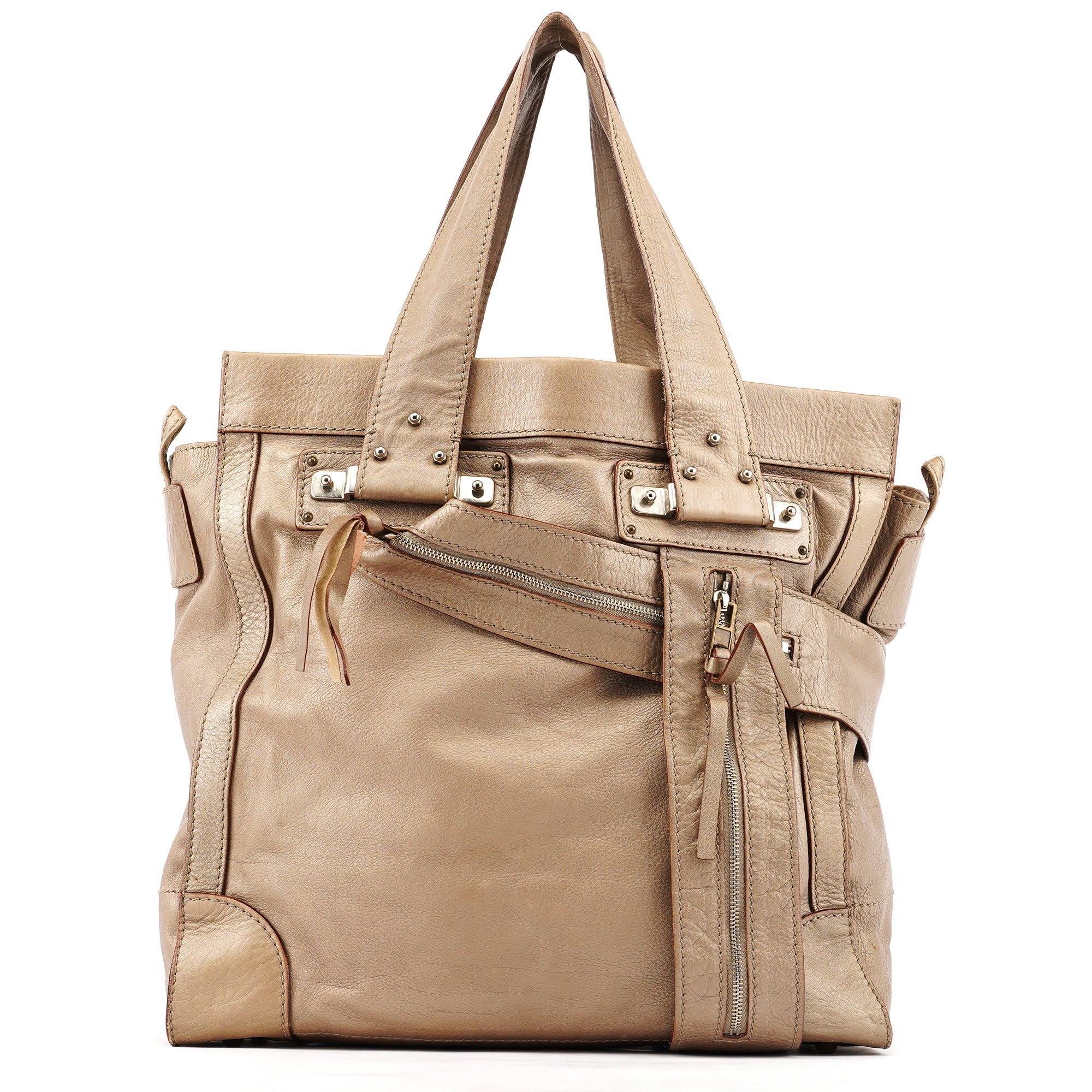 Metallic Leather Tracy Tote Bag