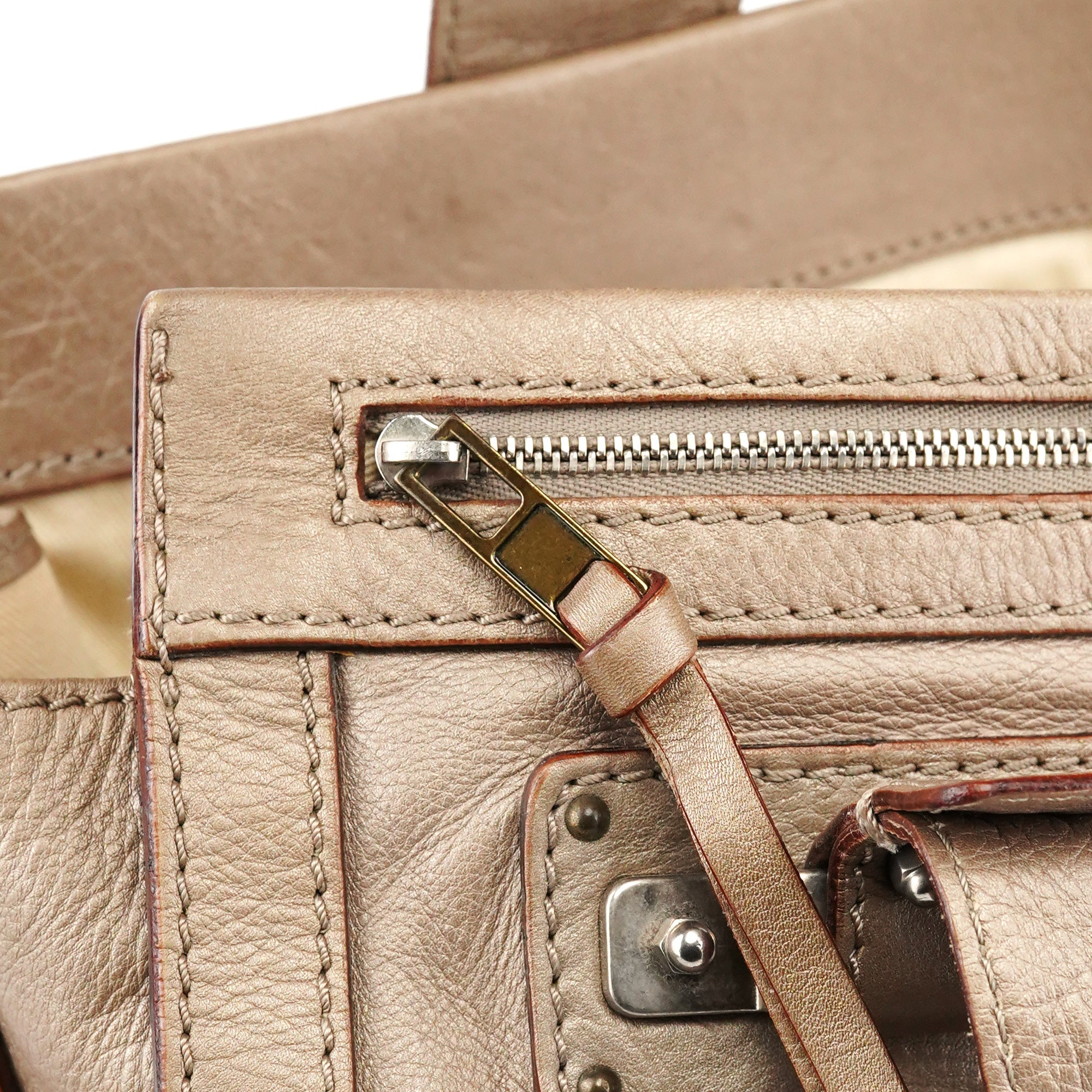Metallic Leather Tracy Tote Bag