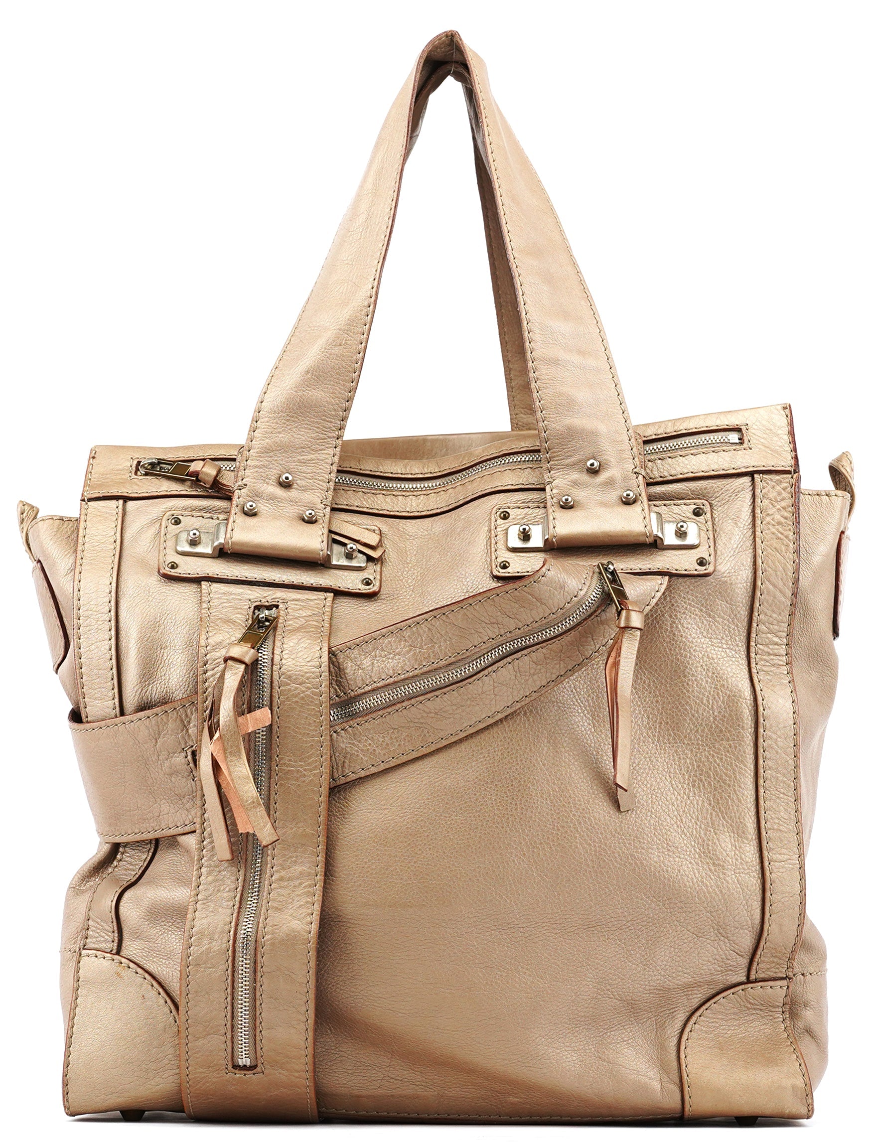 Metallic Leather Tracy Tote Bag
