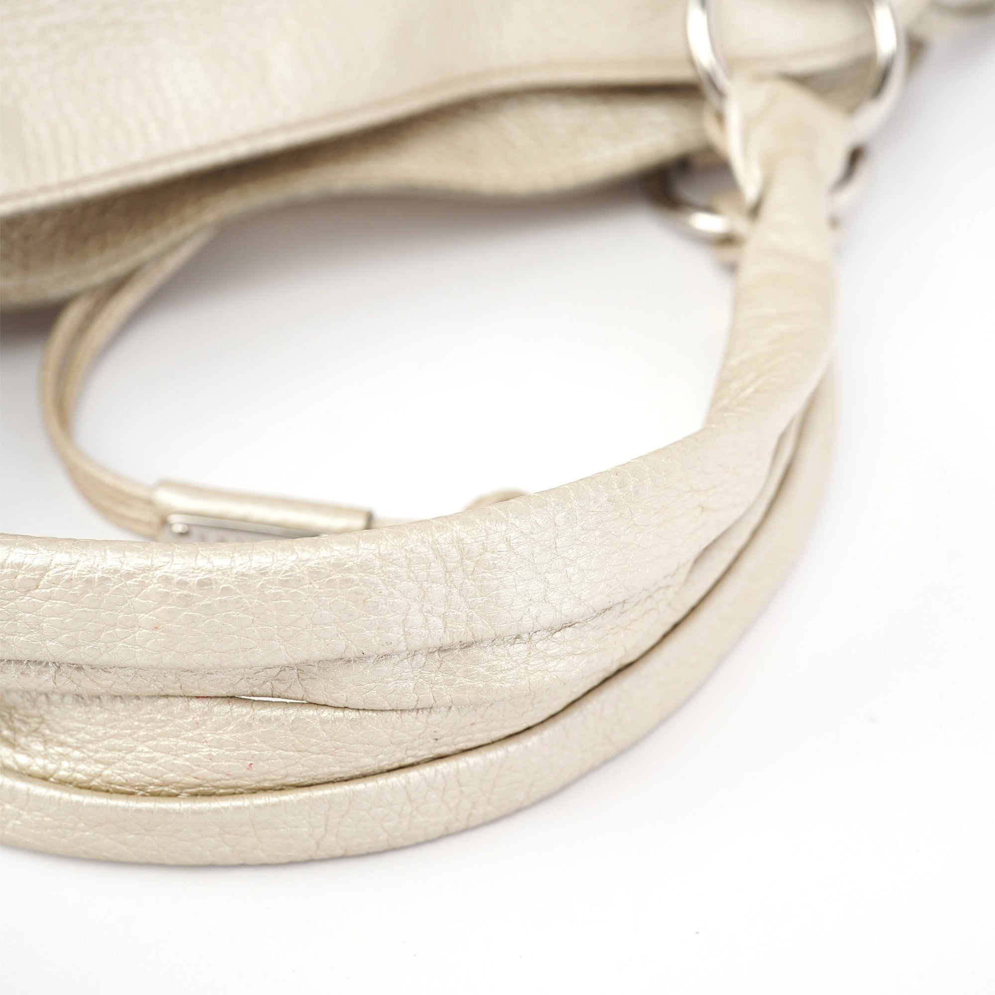Metallic White Leather Bittersweet Shoulder Bag