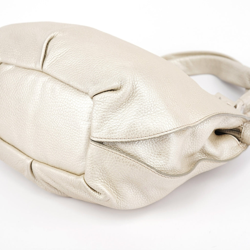 Metallic White Leather Bittersweet Shoulder Bag