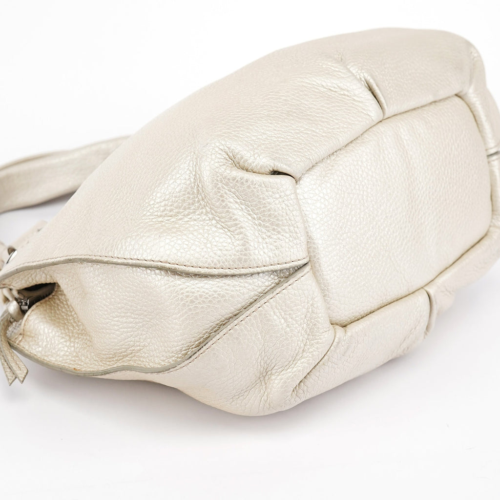 Metallic White Leather Bittersweet Shoulder Bag
