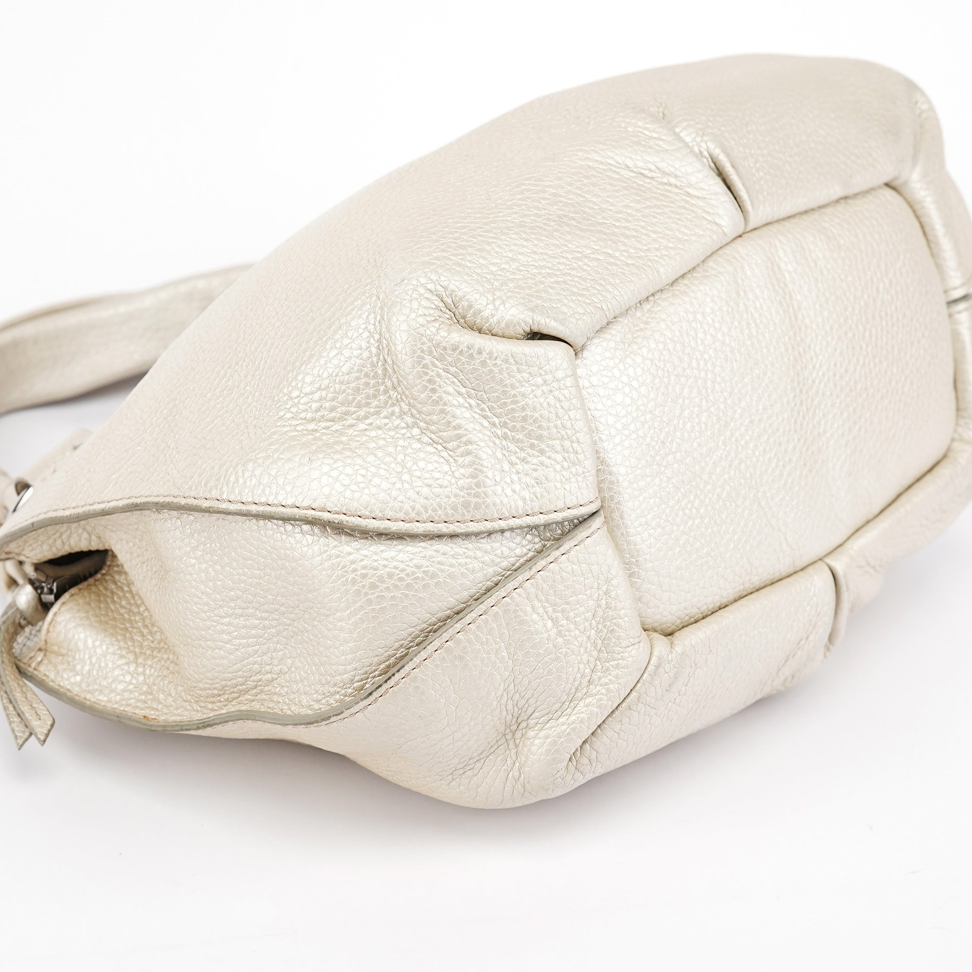 Metallic White Leather Bittersweet Shoulder Bag