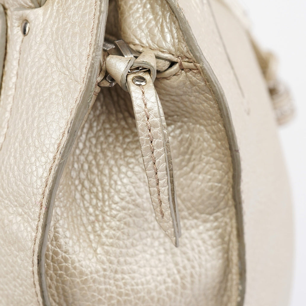 Metallic White Leather Bittersweet Shoulder Bag