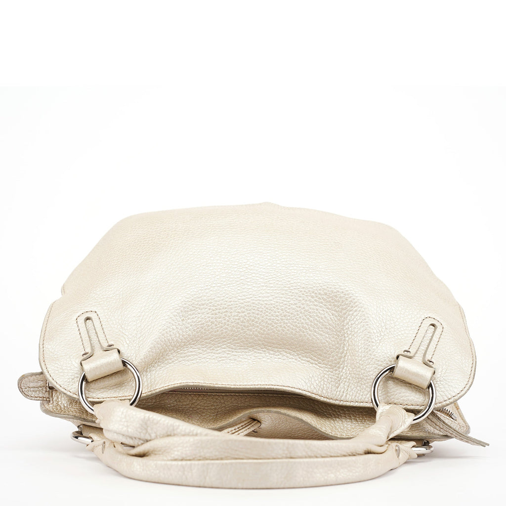 Metallic White Leather Bittersweet Shoulder Bag