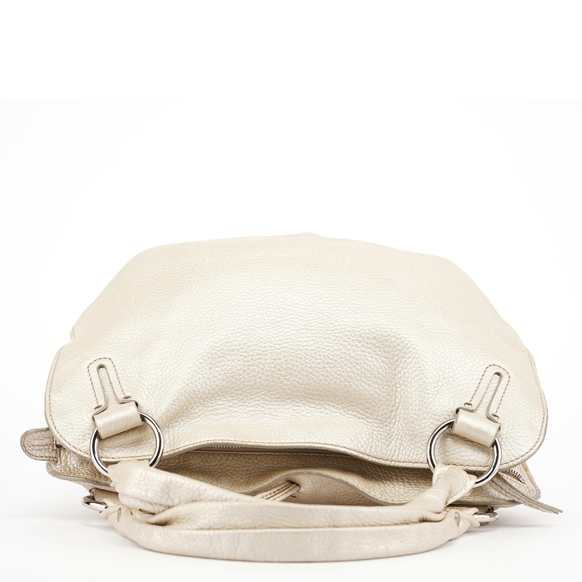 Metallic White Leather Bittersweet Shoulder Bag