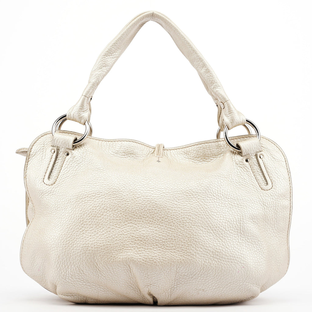 Metallic White Leather Bittersweet Shoulder Bag