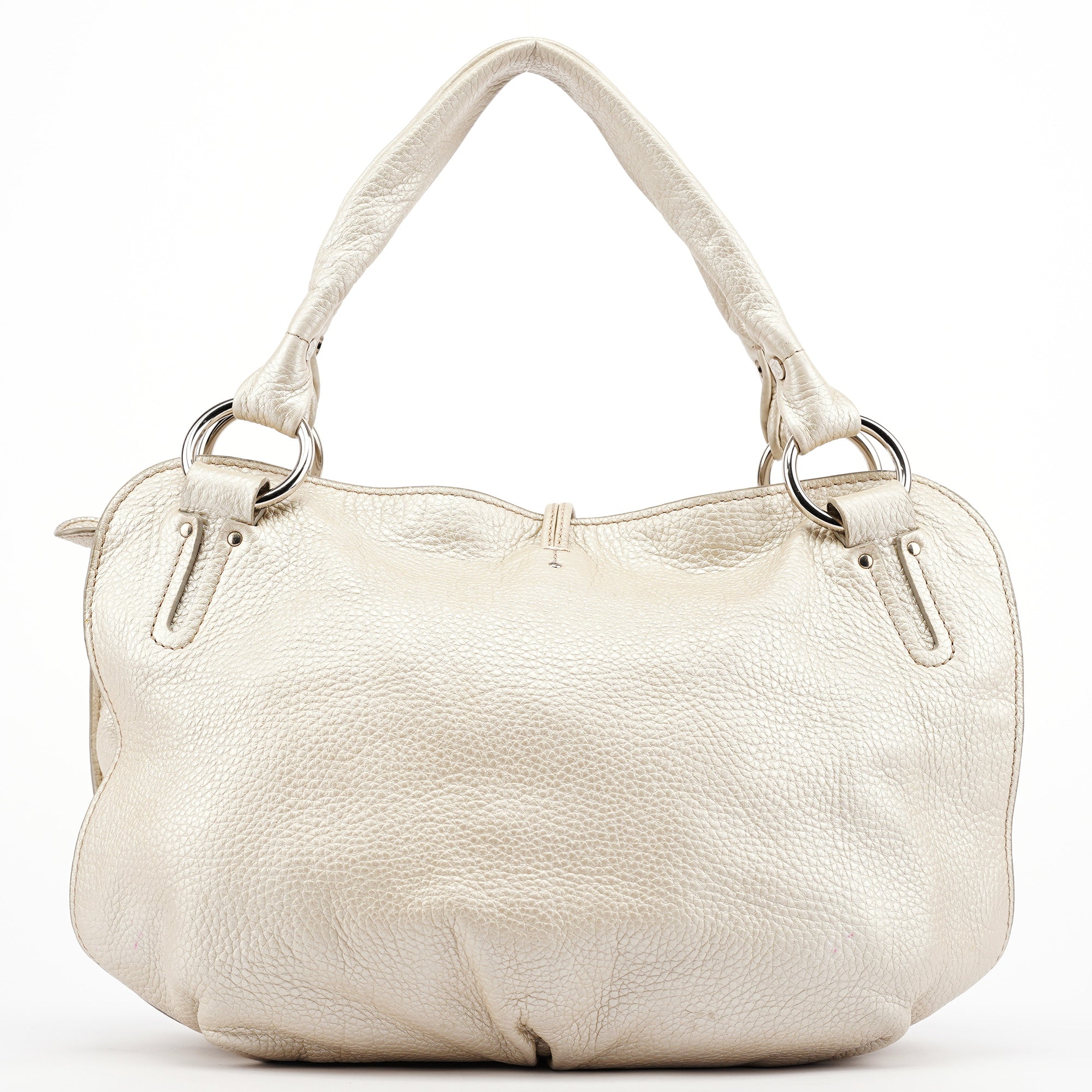 Metallic White Leather Bittersweet Shoulder Bag