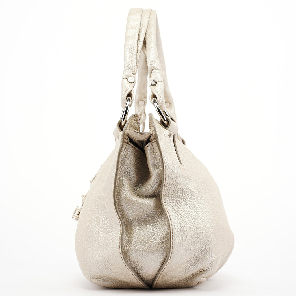 Metallic White Leather Bittersweet Shoulder Bag