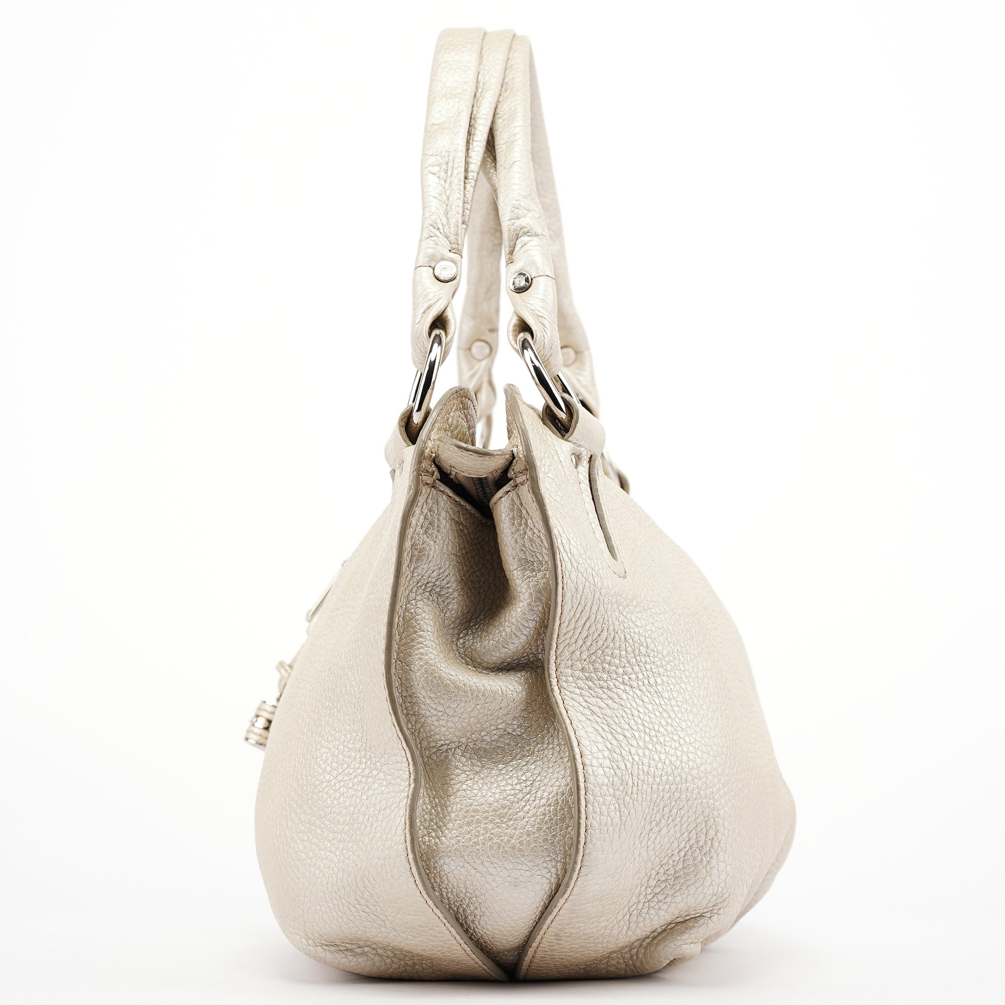 Metallic White Leather Bittersweet Shoulder Bag