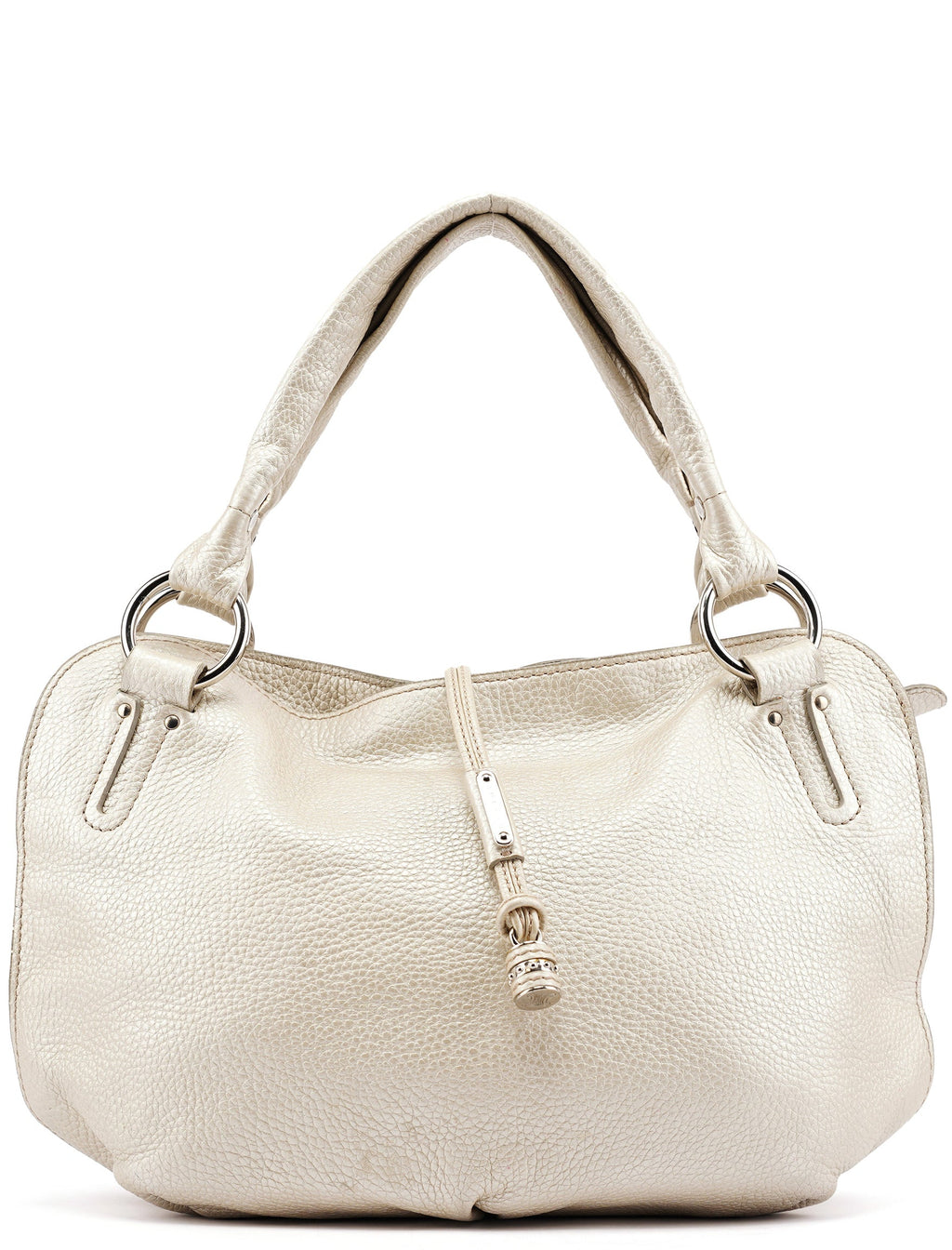 Metallic White Leather Bittersweet Shoulder Bag