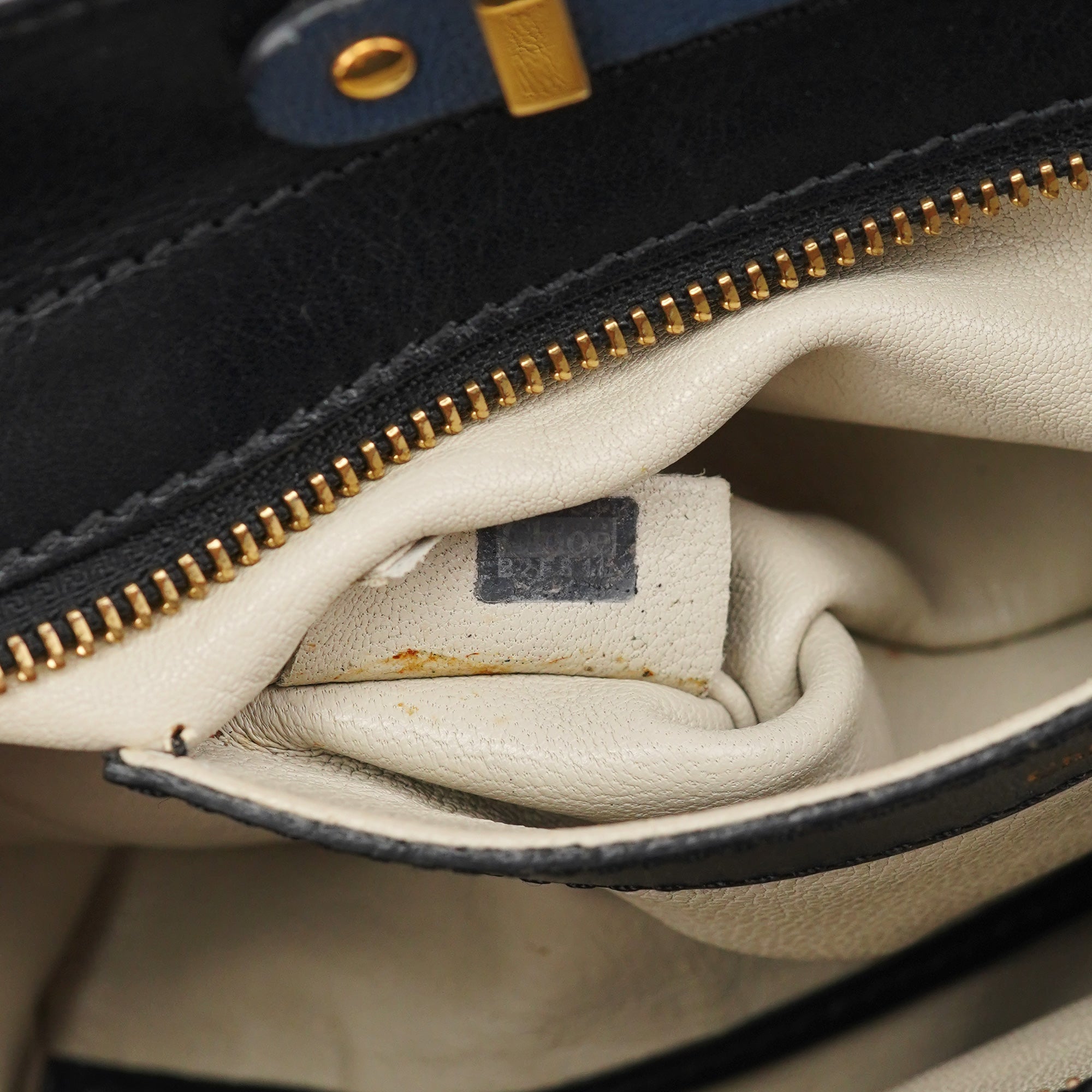 Navy Black Leather Tote Bag