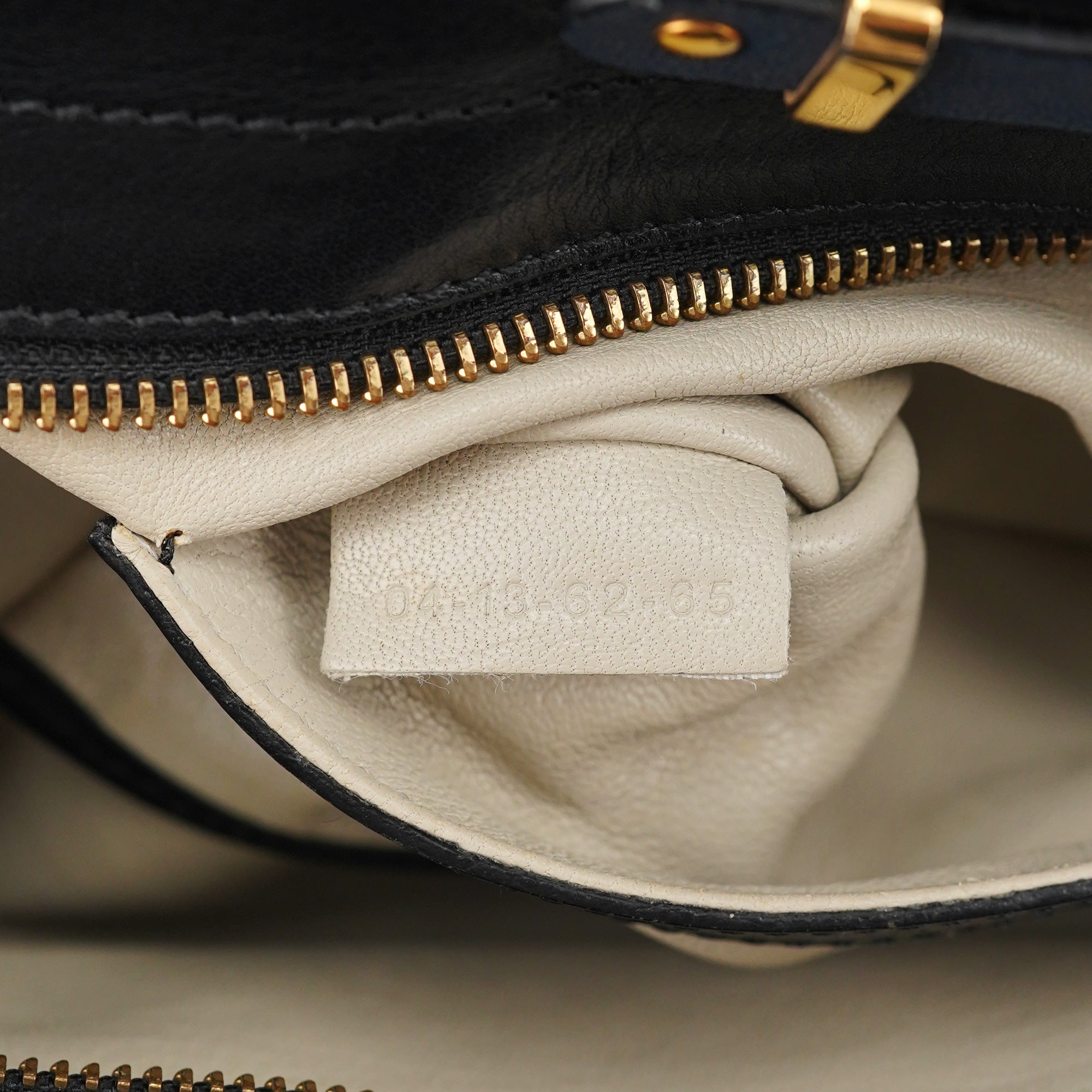 Navy Black Leather Tote Bag