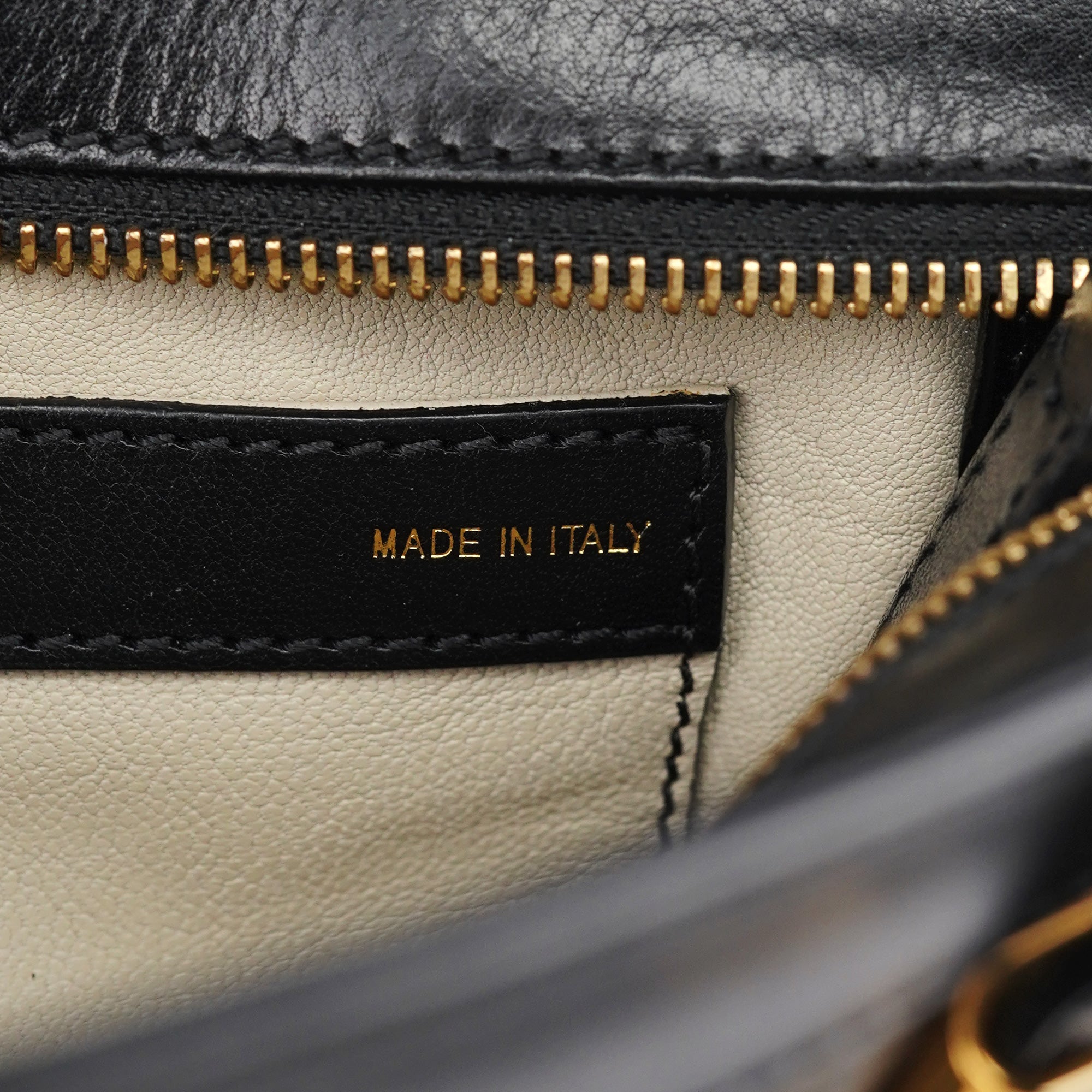 Navy Black Leather Tote Bag