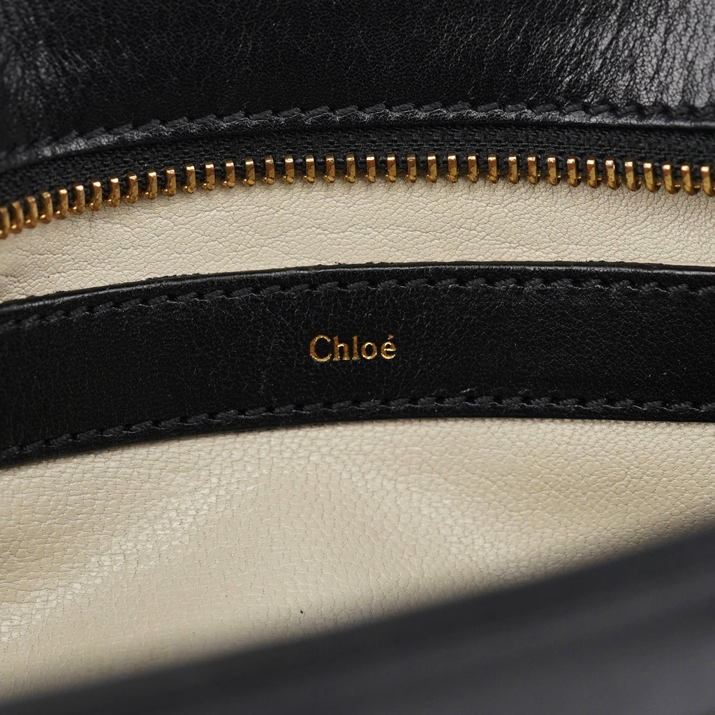 Navy Black Leather Tote Bag