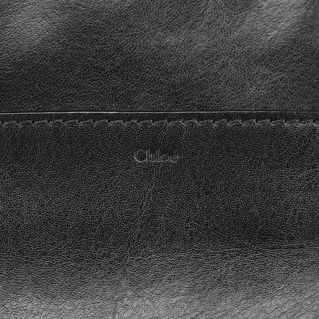 Navy Black Leather Tote Bag