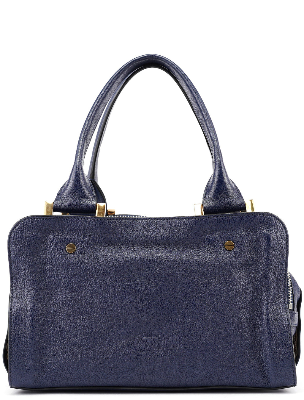 Navy Blue Lambskin Leather Tote Bag