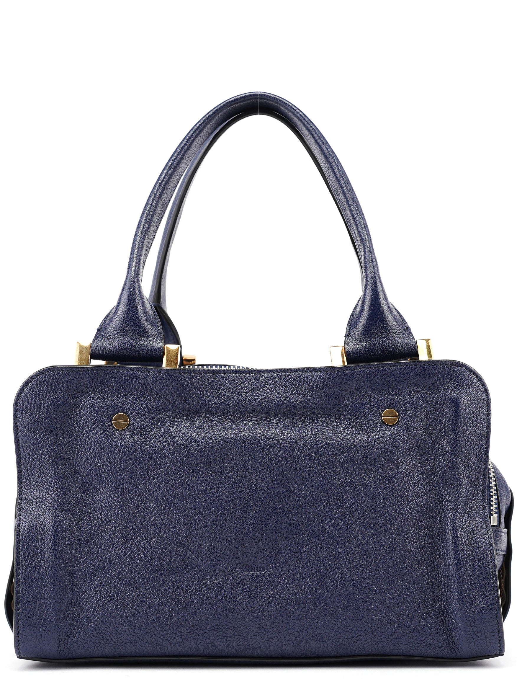 Navy Blue Lambskin Leather Tote Bag