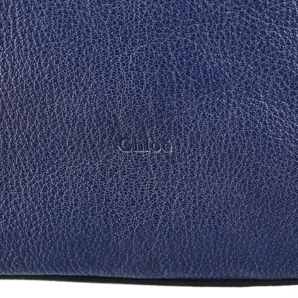 Navy Blue Lambskin Leather Tote Bag