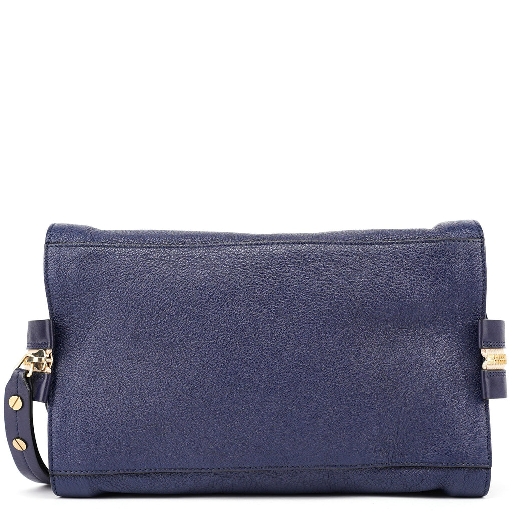 Navy Blue Lambskin Leather Tote Bag