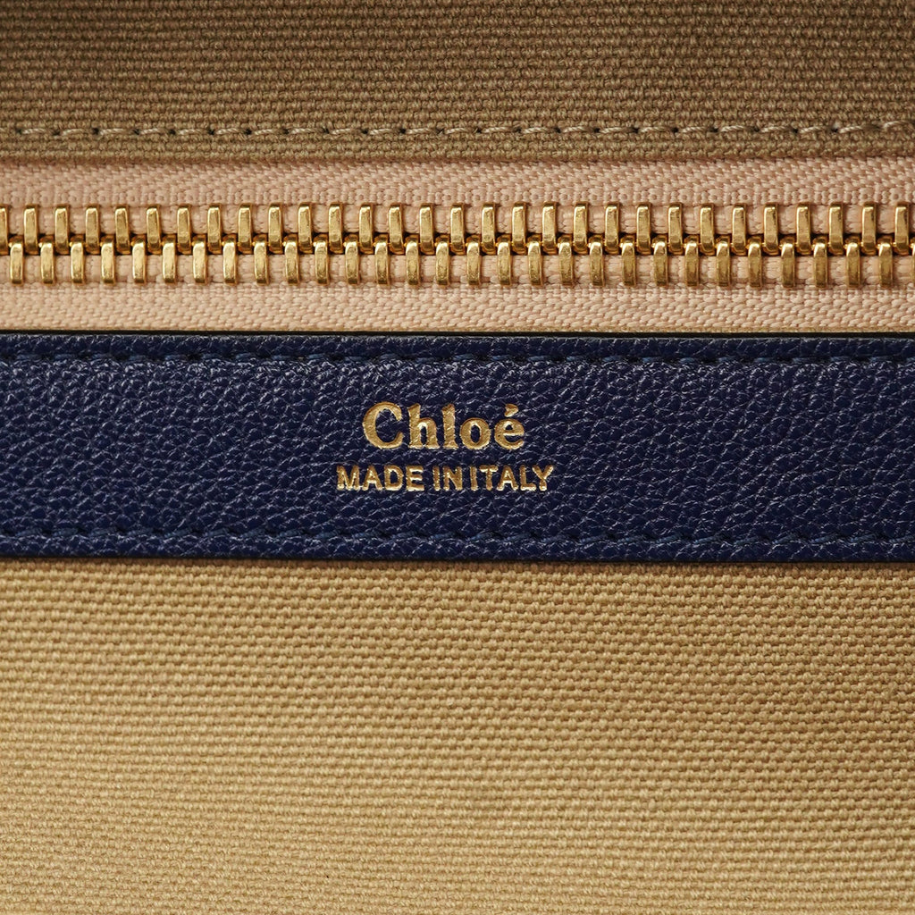 Navy Blue Lambskin Leather Tote Bag