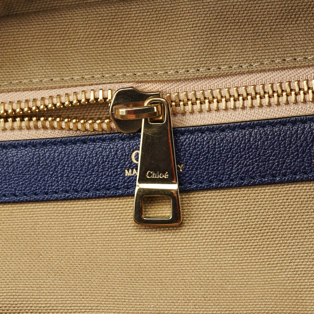 Navy Blue Lambskin Leather Tote Bag
