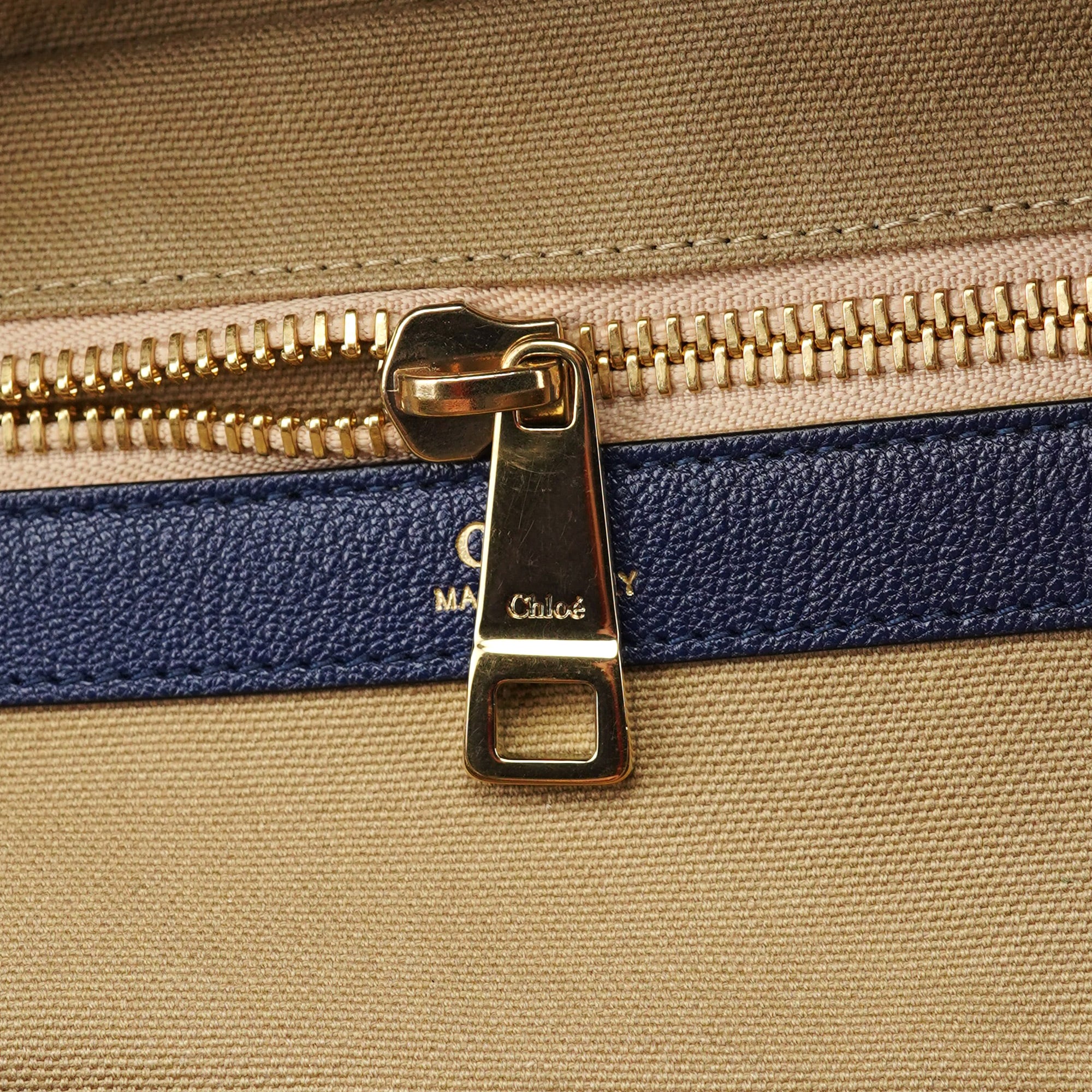 Navy Blue Lambskin Leather Tote Bag