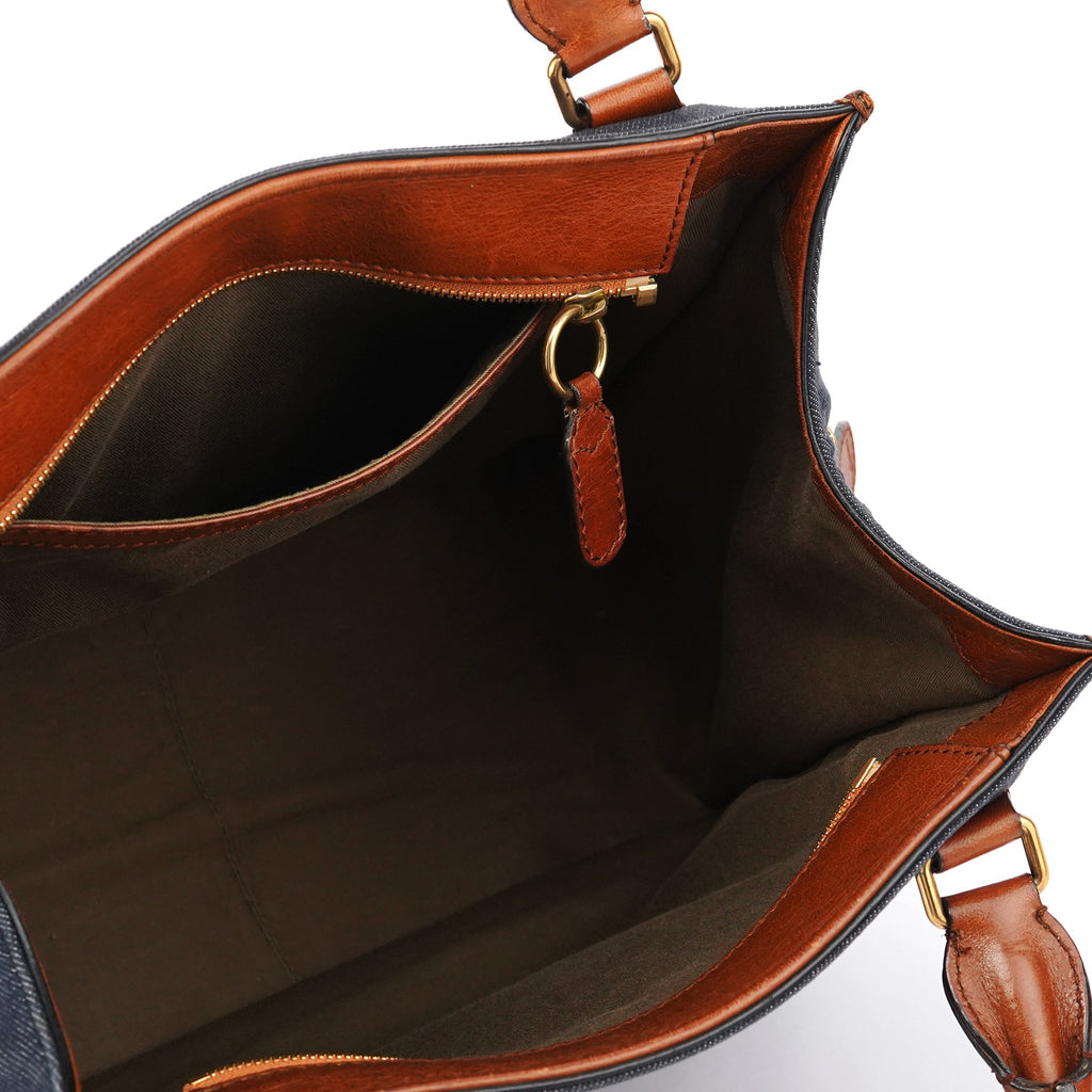 Navy Denim Logo Tote Bag