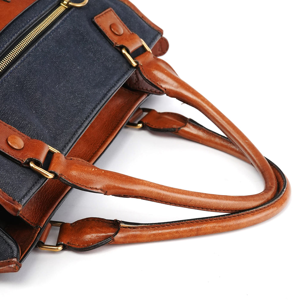 Navy Denim Logo Tote Bag